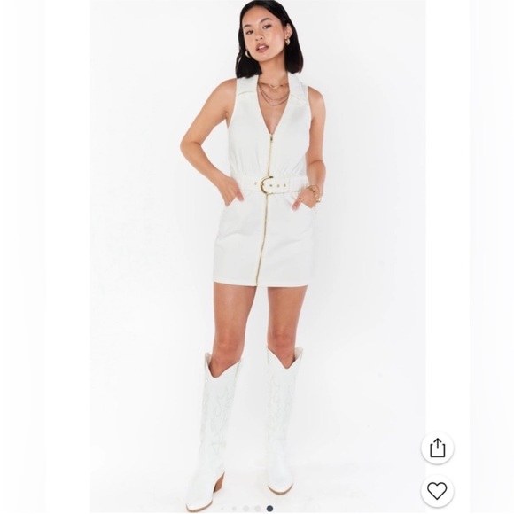 Show Me Your Mumu Oxford Tank Mini Zip Up Seasalt White Denim - Picture 7 of 7